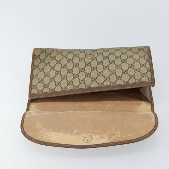 GUCCI GG Supreme Web Sherry Line Bag PVC Beige Gold 156 01 031 Auth 158203