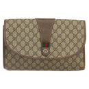 GUCCI GG Supreme Web Sherry Line Bag PVC Beige Gold 156 01 031 Auth 158203-13