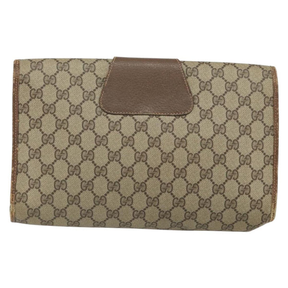 GUCCI GG Supreme Web Sherry Line Bag PVC Beige Gold 156 01 031 Auth 158203