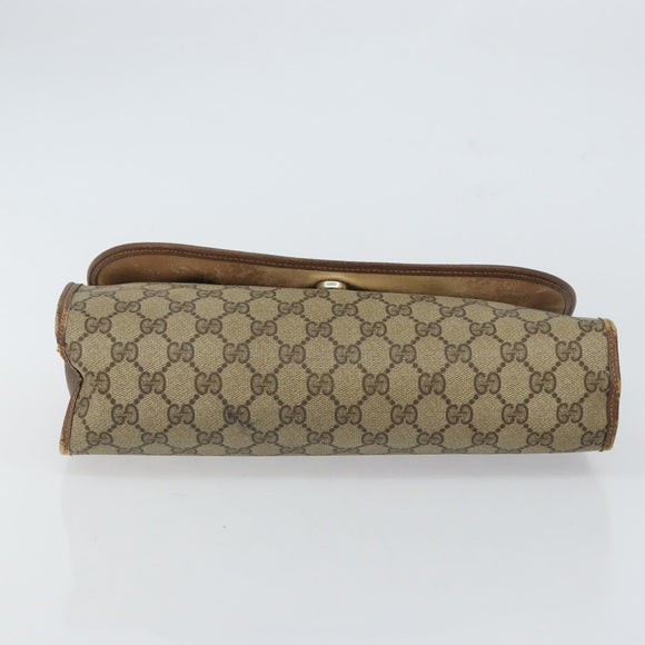 GUCCI GG Supreme Web Sherry Line Bag PVC Beige Gold 156 01 031 Auth 158203