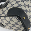 GUCCI GG Supreme Sherry Line Boston Bag PVC Navy Gold Auth 158204-11