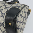 GUCCI GG Supreme Sherry Line Boston Bag PVC Navy Gold Auth 158204-12