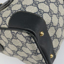 GUCCI GG Supreme Sherry Line Boston Bag PVC Navy Gold Auth 158204-13