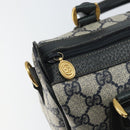 GUCCI GG Supreme Sherry Line Boston Bag PVC Navy Gold Auth 158204-15