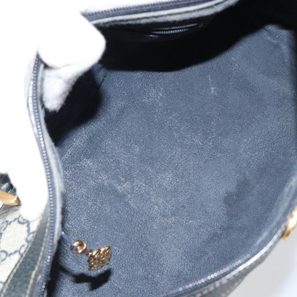 GUCCI GG Supreme Sherry Line Boston Bag PVC Navy Gold Auth 158204