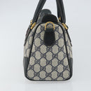 GUCCI GG Supreme Sherry Line Boston Bag PVC Navy Gold Auth 158204-4