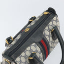 GUCCI GG Supreme Sherry Line Boston Bag PVC Navy Gold Auth 158204-6