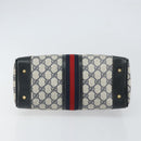 GUCCI GG Supreme Sherry Line Boston Bag PVC Navy Gold Auth 158204-9