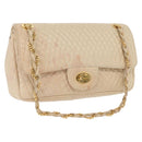 BALLY Chain Shoulder Bag Leather Ivory Gold Auth 158205-1