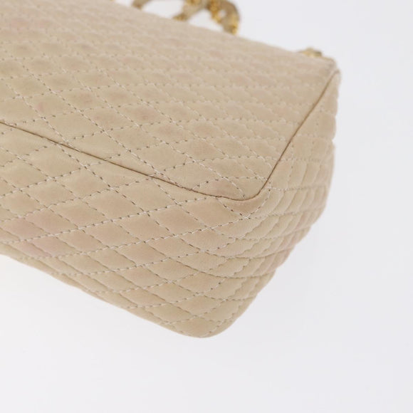 BALLY Chain Shoulder Bag Leather Ivory Gold Auth 158205