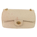BALLY Chain Shoulder Bag Leather Ivory Gold Auth 158205-2