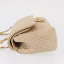 BALLY Chain Shoulder Bag Leather Ivory Gold Auth 158205-5