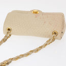 BALLY Chain Shoulder Bag Leather Ivory Gold Auth 158205-6