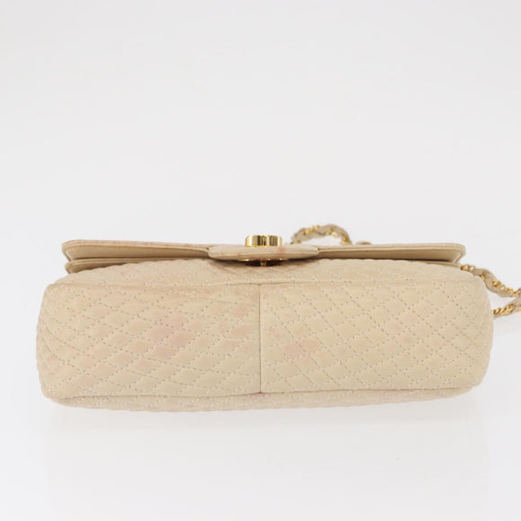 BALLY Chain Shoulder Bag Leather Ivory Gold Auth 158205