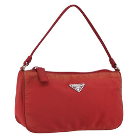 PRADA Accessory Pouch Nylon Red Silver Auth 158210