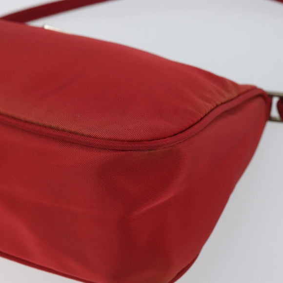PRADA Accessory Pouch Nylon Red Silver Auth 158210