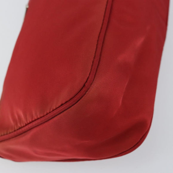 PRADA Accessory Pouch Nylon Red Silver Auth 158210