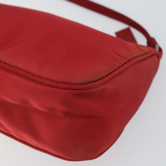 PRADA Accessory Pouch Nylon Red Silver Auth 158210