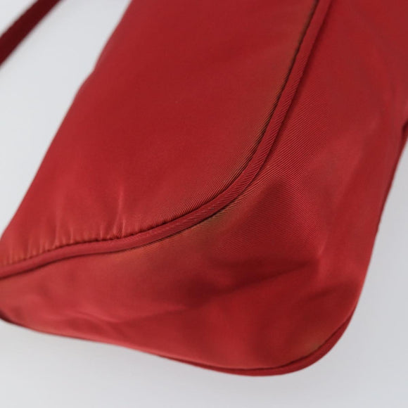 PRADA Accessory Pouch Nylon Red Silver Auth 158210