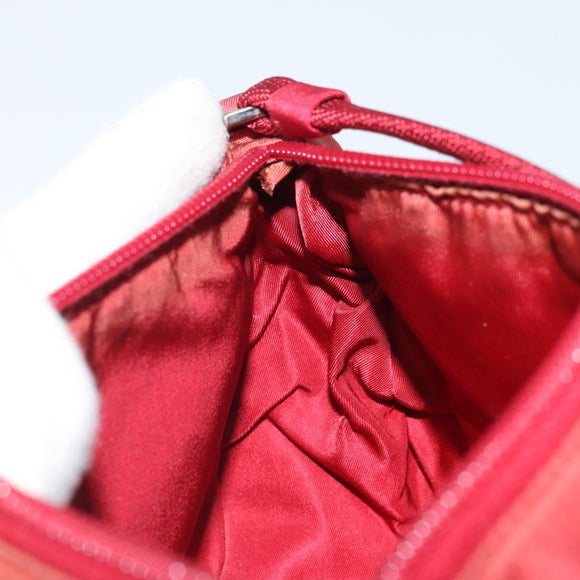PRADA Accessory Pouch Nylon Red Silver Auth 158210