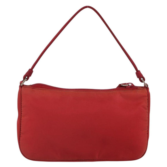 PRADA Accessory Pouch Nylon Red Silver Auth 158210