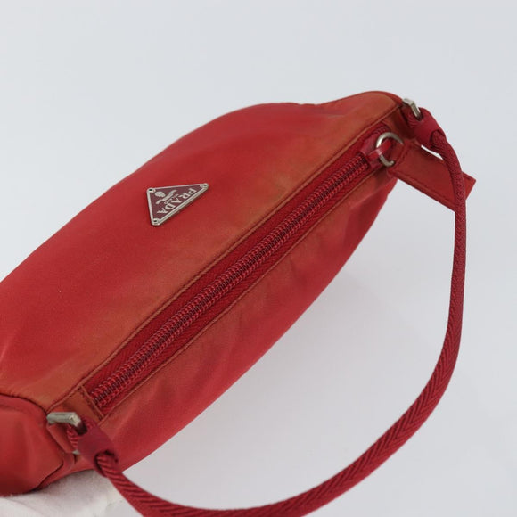 PRADA Accessory Pouch Nylon Red Silver Auth 158210