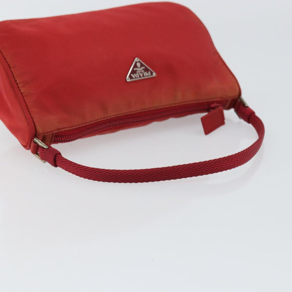PRADA Accessory Pouch Nylon Red Silver Auth 158210