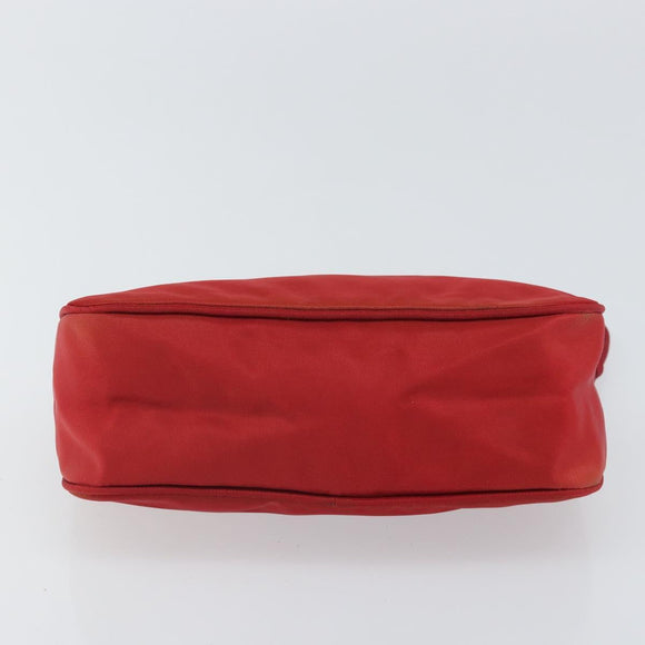 PRADA Accessory Pouch Nylon Red Silver Auth 158210