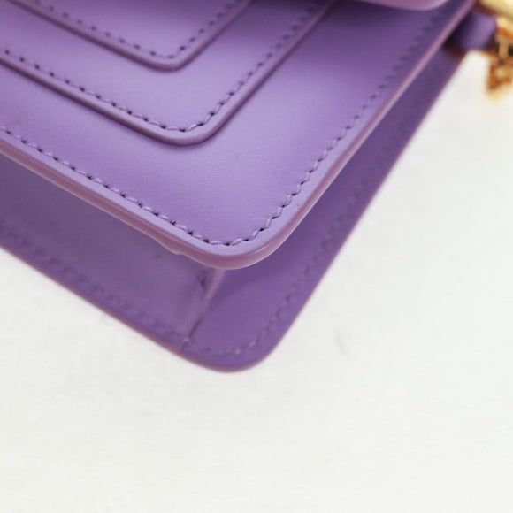 BVLGARI Bag Charm Leather Purple Auth 158218SM
