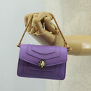 BVLGARI Bag Charm Leather Purple Auth 158218SM-23