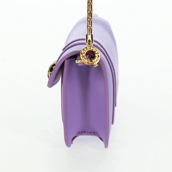 BVLGARI Bag Charm Leather Purple Auth 158218SM