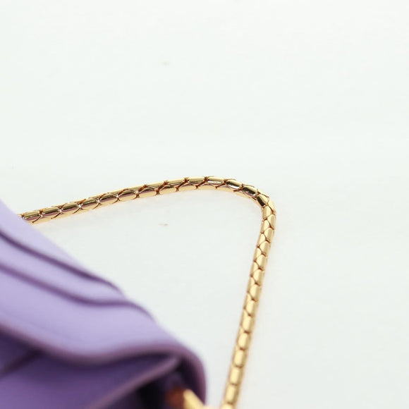 BVLGARI Bag Charm Leather Purple Auth 158218SM