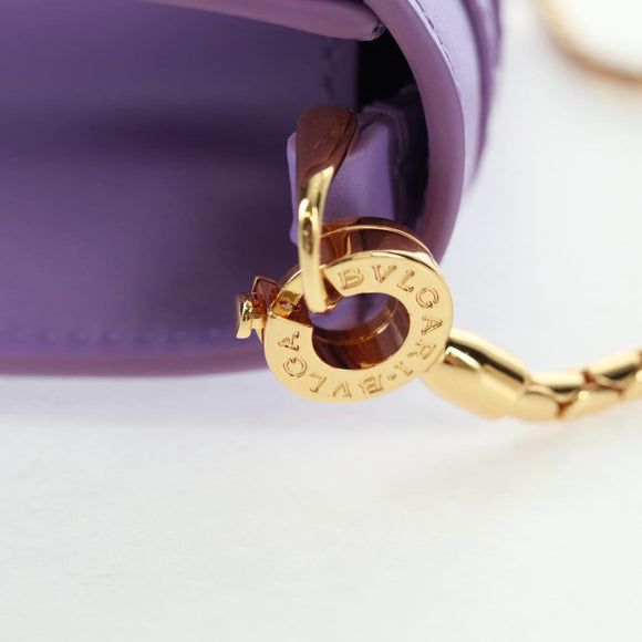 BVLGARI Bag Charm Leather Purple Auth 158218SM