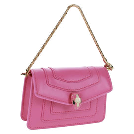 BVLGARI Bag Charm Leather Pink Auth 158219SM