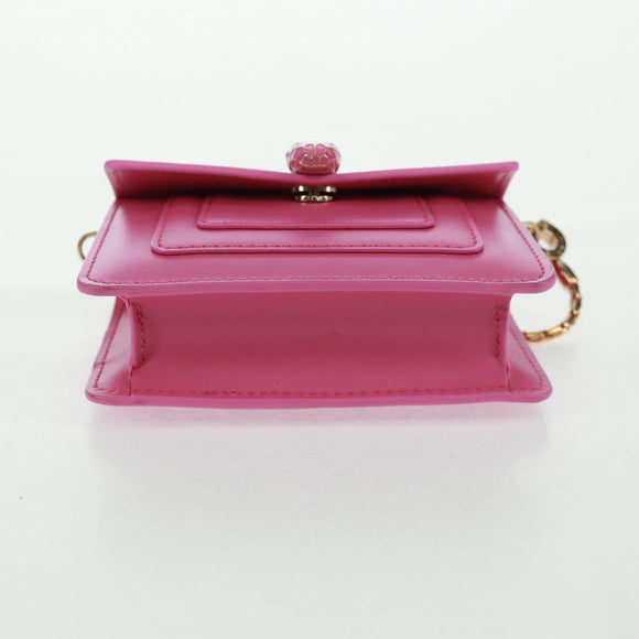 BVLGARI Bag Charm Leather Pink Auth 158219SM