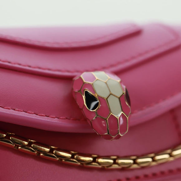 BVLGARI Bag Charm Leather Pink Auth 158219SM