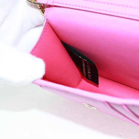 BVLGARI Bag Charm Leather Pink Auth 158219SM