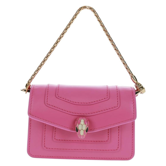 BVLGARI Bag Charm Leather Pink Auth 158219SM