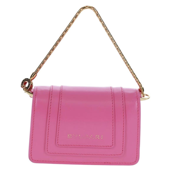 BVLGARI Bag Charm Leather Pink Auth 158219SM