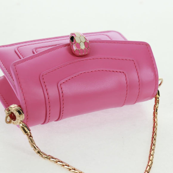 BVLGARI Bag Charm Leather Pink Auth 158219SM