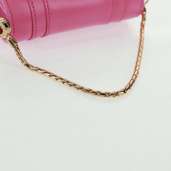 BVLGARI Bag Charm Leather Pink Auth 158219SM