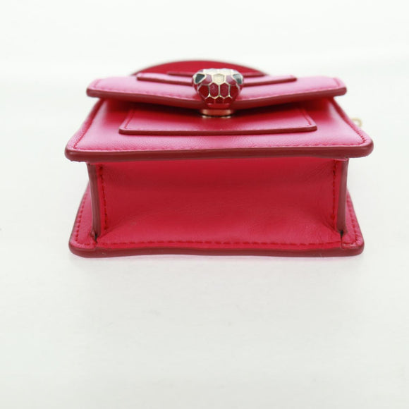 BVLGARI Bag Charm Leather Pink Auth 158220SM