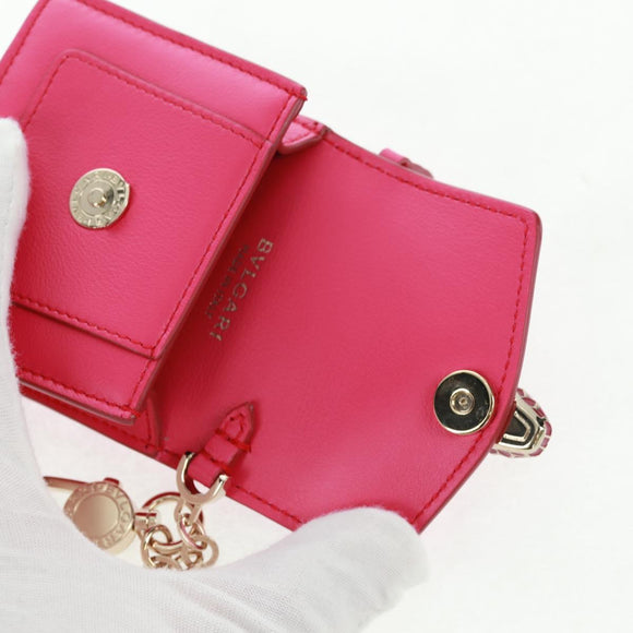 BVLGARI Bag Charm Leather Pink Auth 158220SM