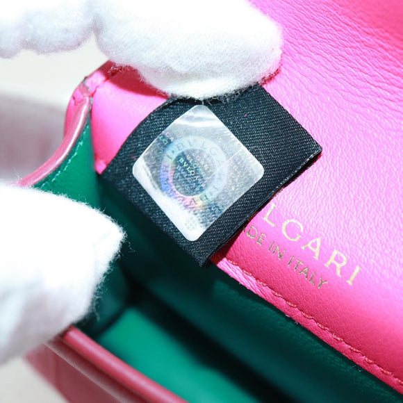 BVLGARI Bag Charm Leather Pink Auth 158220SM