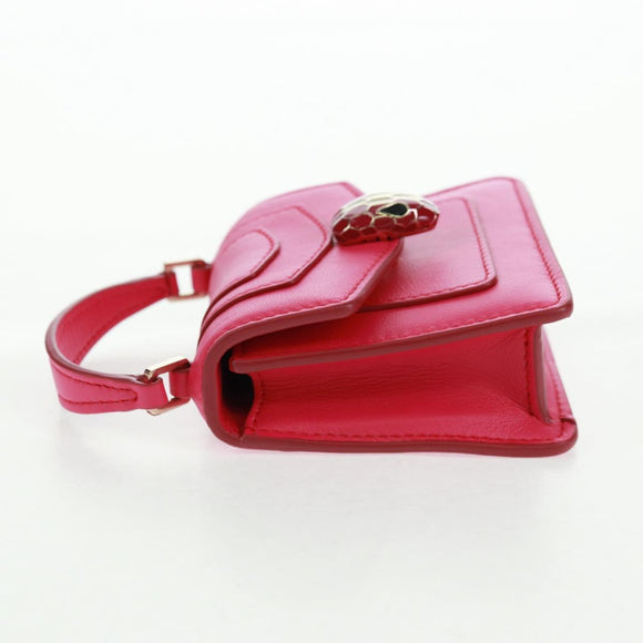 BVLGARI Bag Charm Leather Pink Auth 158220SM