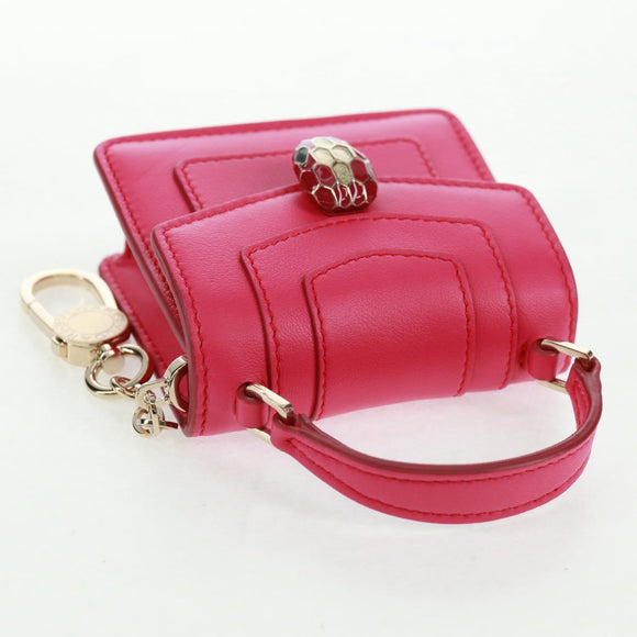 BVLGARI Bag Charm Leather Pink Auth 158220SM