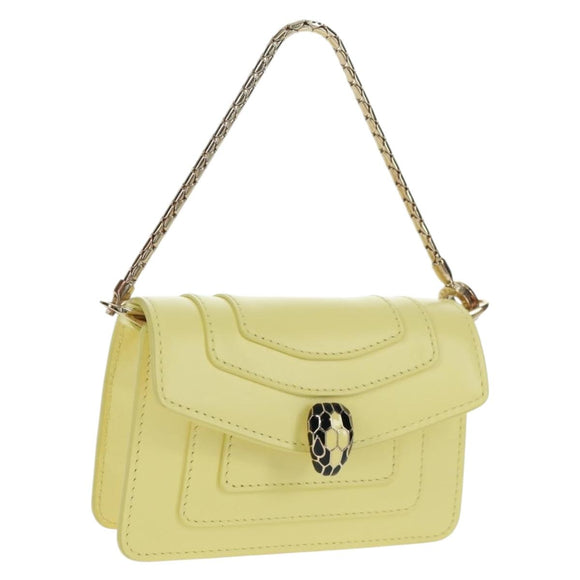 BVLGARI Bag Charm Leather Yellow Auth 158221SM