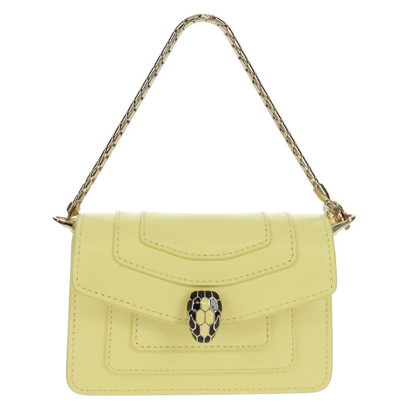 BVLGARI Bag Charm Leather Yellow Auth 158221SM