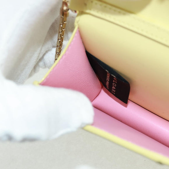 BVLGARI Bag Charm Leather Yellow Auth 158221SM