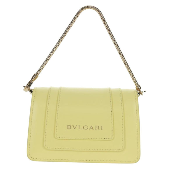 BVLGARI Bag Charm Leather Yellow Auth 158221SM